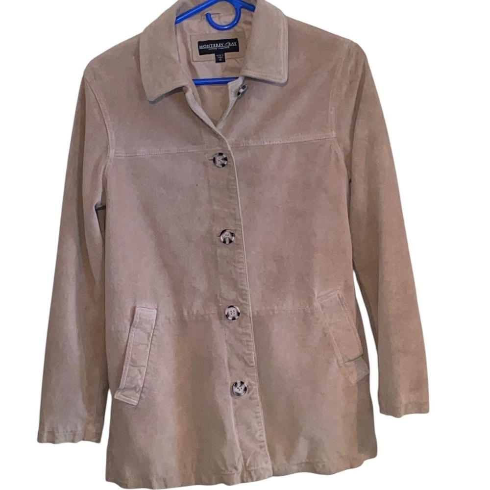Vintage y2k Monterrey Bay dusty pink button up suede leather Blazer jacket Fall - Picture 4 of 16